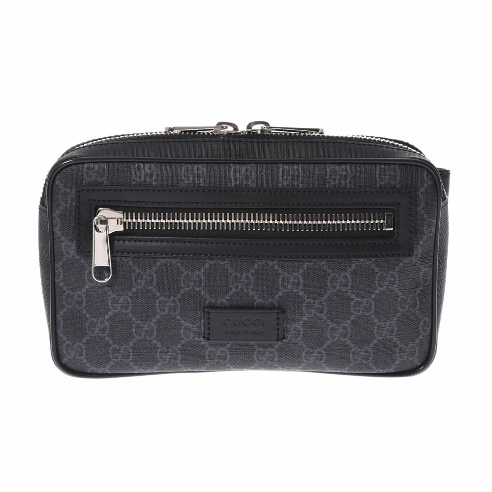 GUCCI Soft GG Supreme Belt Bag Black Gray Calfskin Body Belt Bum Crossbody